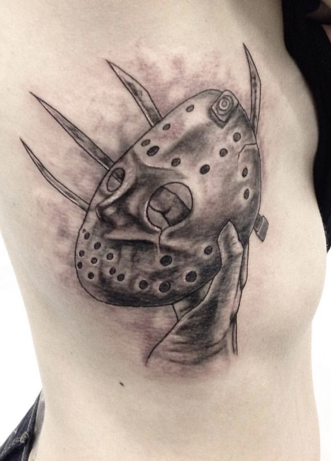 Clarence Street Tattoo & Body Piercing - Jason Voorhees inspired tattoo by  Christos #tattoo #tattooartist #ink #inked #jasonvoorhees #fridaythe13th  #colourtattoo | Facebook