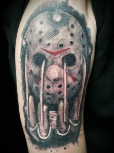Arm Grey Ink Freddy Krueger Tattoo